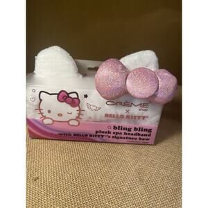 HELLO KITTY White Kitty Ears with PINK GLITTER BOW Headband-NWT